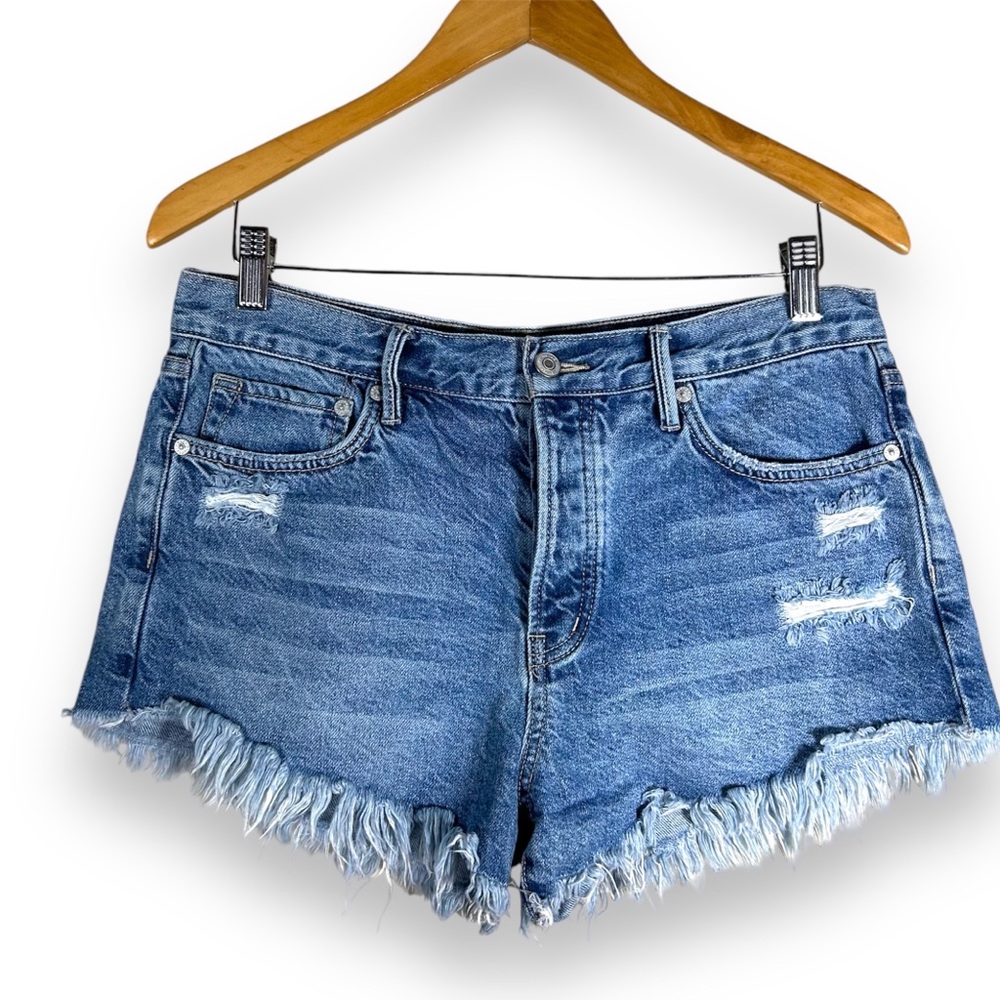 Free People We The Free Denim Cut Pff Mini Distressed Shorts Size 28